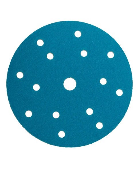 SANDWOX Шлифовальный круг 528 Blue Ceramic на бумажной основе 150 мм, керамика, липучка, 15 отв.