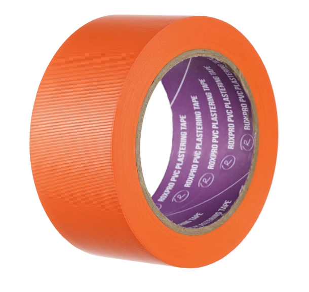 RoxelPro Малярная ПВХ лента ROXPRO для строит. работ, тиснённая, оранжевая, 50мм х 33м